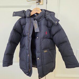 Ralph Lauren Boys Navy puffer down coat sz 5